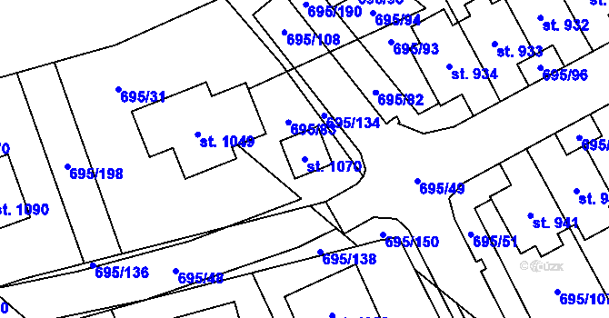 Parcela st. 1070 v KÚ Kryry, Katastrální mapa