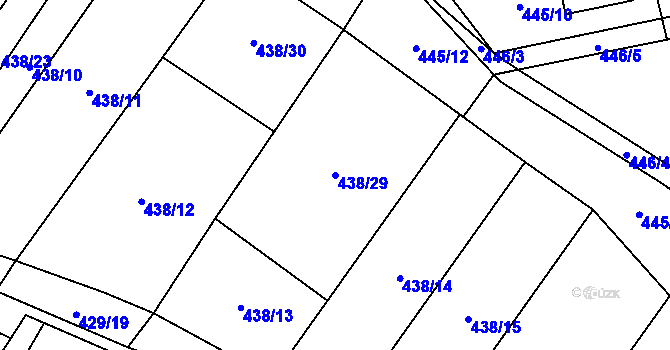 Parcela st. 438/29 v KÚ Kryry, Katastrální mapa