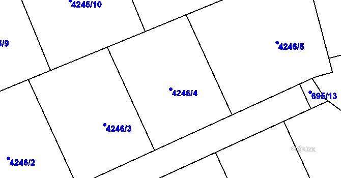 Parcela st. 4246/4 v KÚ Kryry, Katastrální mapa