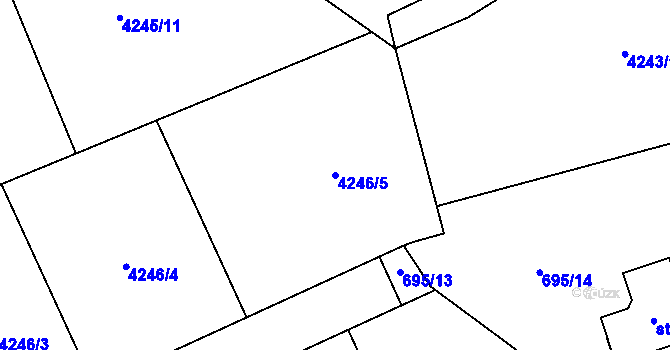 Parcela st. 4246/5 v KÚ Kryry, Katastrální mapa