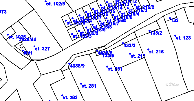 Parcela st. 4038/8 v KÚ Kryry, Katastrální mapa