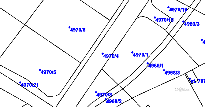Parcela st. 4970/4 v KÚ Kryry, Katastrální mapa