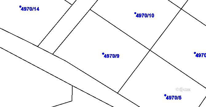 Parcela st. 4970/9 v KÚ Kryry, Katastrální mapa