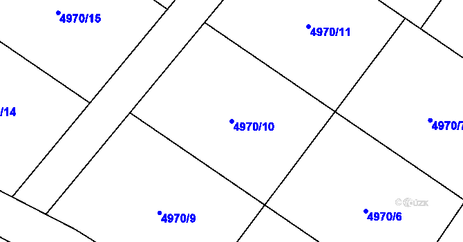 Parcela st. 4970/10 v KÚ Kryry, Katastrální mapa