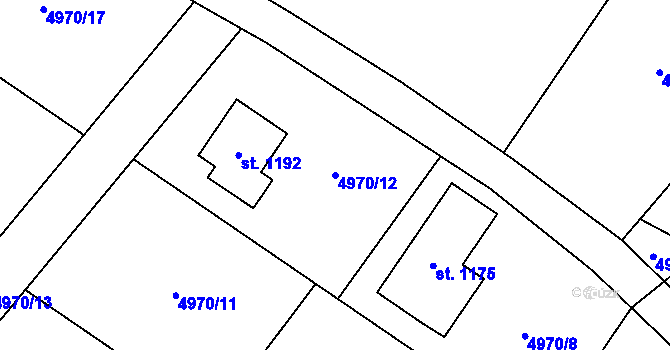 Parcela st. 4970/12 v KÚ Kryry, Katastrální mapa