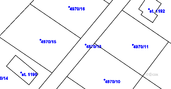 Parcela st. 4970/13 v KÚ Kryry, Katastrální mapa