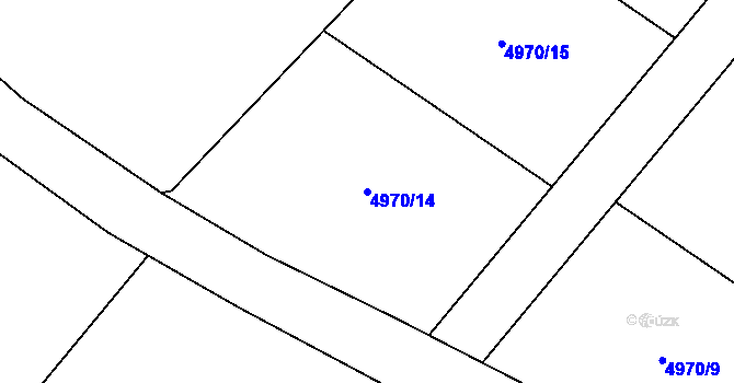 Parcela st. 4970/14 v KÚ Kryry, Katastrální mapa