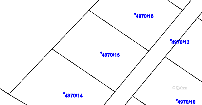 Parcela st. 4970/15 v KÚ Kryry, Katastrální mapa