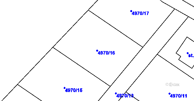 Parcela st. 4970/16 v KÚ Kryry, Katastrální mapa