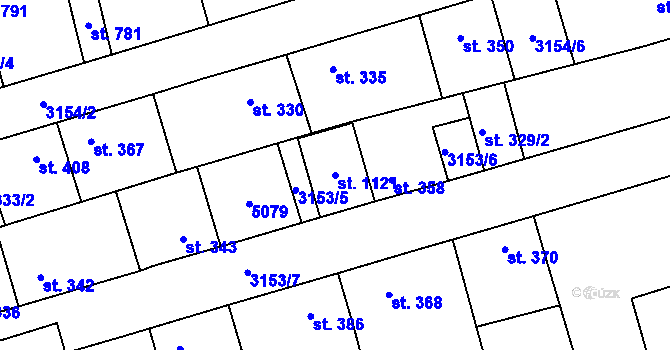 Parcela st. 1121 v KÚ Kryry, Katastrální mapa