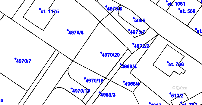 Parcela st. 4970/20 v KÚ Kryry, Katastrální mapa