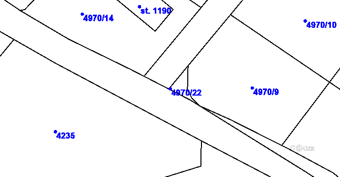 Parcela st. 4970/22 v KÚ Kryry, Katastrální mapa