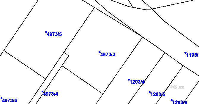 Parcela st. 4973/3 v KÚ Kryry, Katastrální mapa