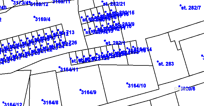 Parcela st. 1169 v KÚ Kryry, Katastrální mapa