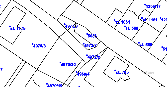 Parcela st. 4973/7 v KÚ Kryry, Katastrální mapa