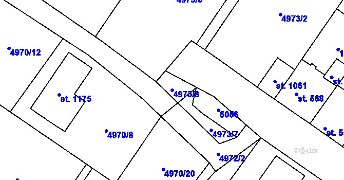Parcela st. 4973/8 v KÚ Kryry, Katastrální mapa