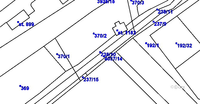 Parcela st. 238/10 v KÚ Kryry, Katastrální mapa