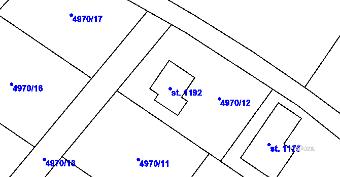 Parcela st. 1192 v KÚ Kryry, Katastrální mapa