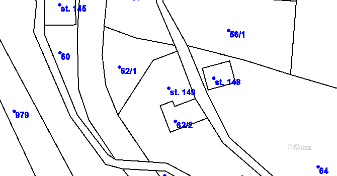 Parcela st. 149 v KÚ Kryštofovo Údolí, Katastrální mapa