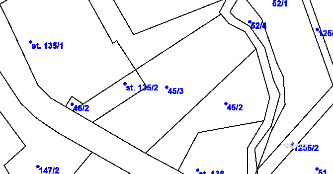 Parcela st. 45/3 v KÚ Kryštofovo Údolí, Katastrální mapa