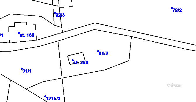 Parcela st. 91/2 v KÚ Kryštofovo Údolí, Katastrální mapa