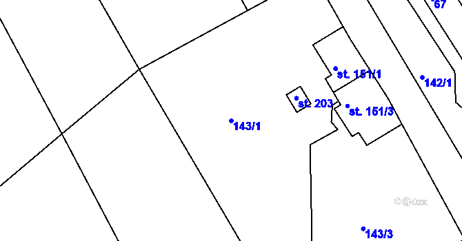 Parcela st. 143/1 v KÚ Kryštofovo Údolí, Katastrální mapa
