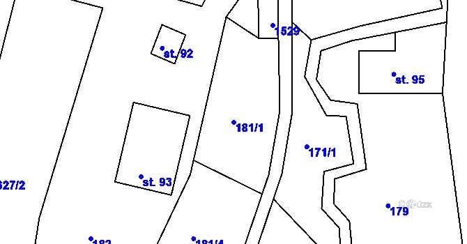 Parcela st. 181/1 v KÚ Kryštofovo Údolí, Katastrální mapa