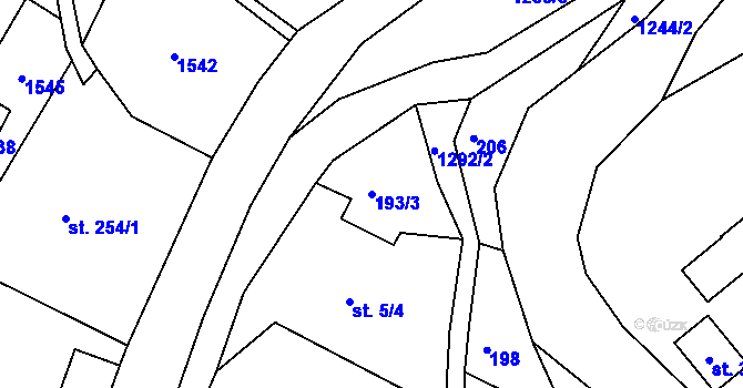 Parcela st. 193/3 v KÚ Kryštofovo Údolí, Katastrální mapa
