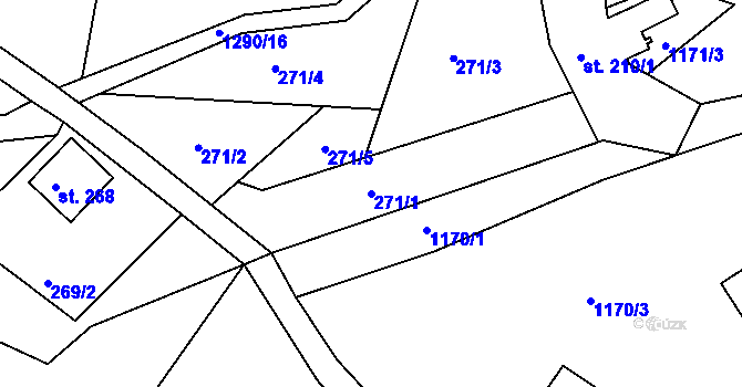 Parcela st. 271/1 v KÚ Kryštofovo Údolí, Katastrální mapa