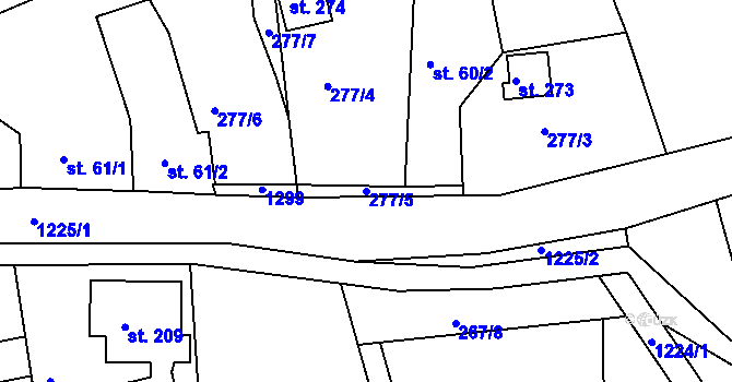 Parcela st. 277/5 v KÚ Kryštofovo Údolí, Katastrální mapa