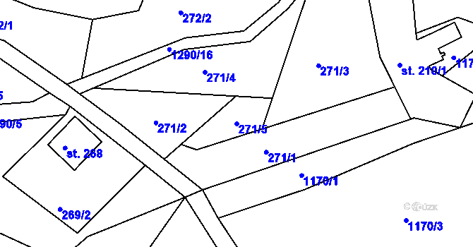 Parcela st. 271/5 v KÚ Kryštofovo Údolí, Katastrální mapa