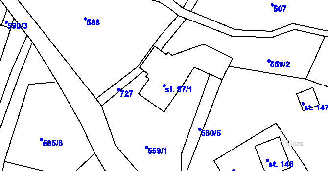 Parcela st. 87/1 v KÚ Novina u Liberce, Katastrální mapa