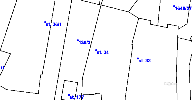 Parcela st. 34 v KÚ Křeč, Katastrální mapa