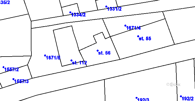 Parcela st. 56 v KÚ Křeč, Katastrální mapa