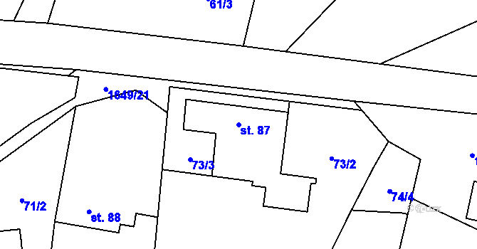 Parcela st. 87 v KÚ Křeč, Katastrální mapa
