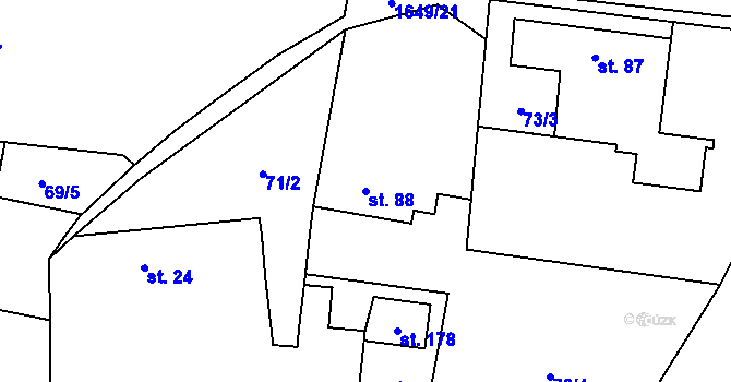 Parcela st. 88 v KÚ Křeč, Katastrální mapa