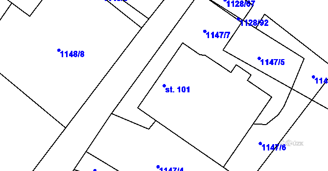 Parcela st. 101 v KÚ Křeč, Katastrální mapa