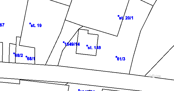 Parcela st. 149 v KÚ Křeč, Katastrální mapa