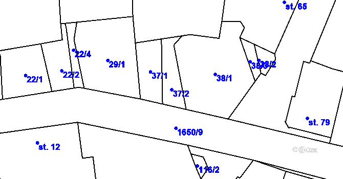 Parcela st. 37/2 v KÚ Křeč, Katastrální mapa