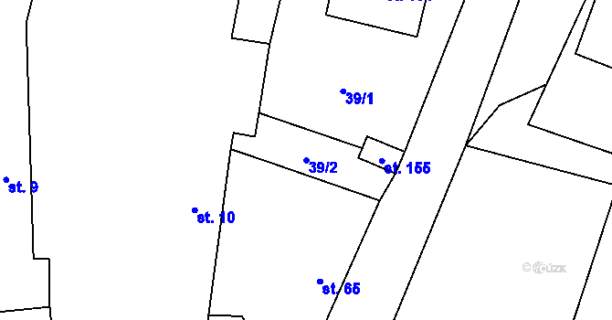 Parcela st. 39/2 v KÚ Křeč, Katastrální mapa