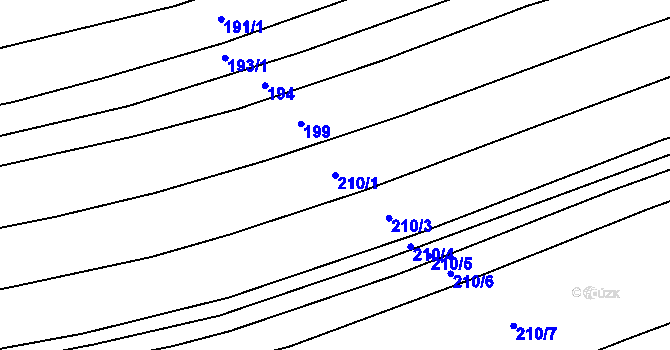 Parcela st. 210/1 v KÚ Křeč, Katastrální mapa
