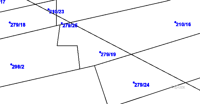 Parcela st. 279/19 v KÚ Křeč, Katastrální mapa