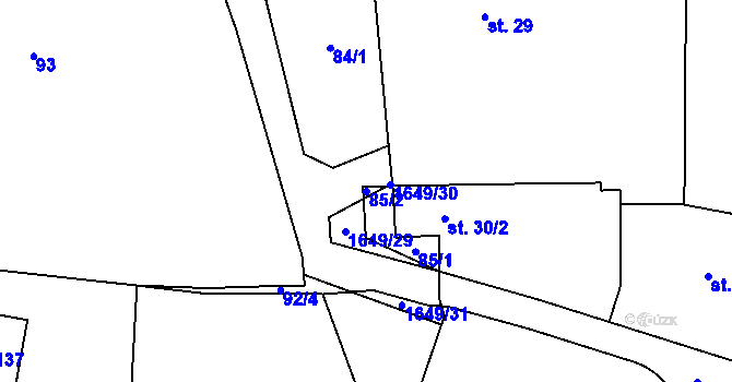 Parcela st. 85/2 v KÚ Křeč, Katastrální mapa