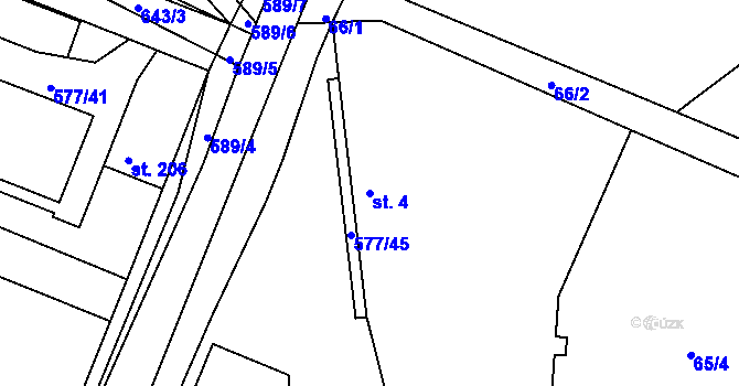Parcela st. 4 v KÚ Křečhoř, Katastrální mapa