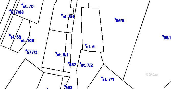 Parcela st. 5 v KÚ Křečhoř, Katastrální mapa