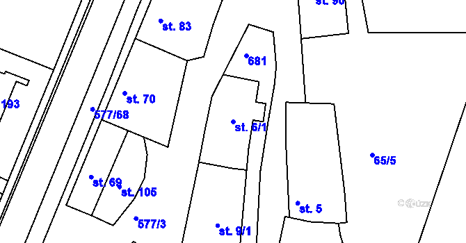 Parcela st. 6/1 v KÚ Křečhoř, Katastrální mapa