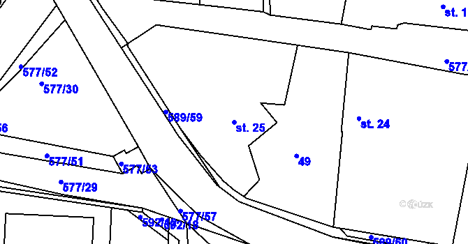 Parcela st. 25 v KÚ Křečhoř, Katastrální mapa