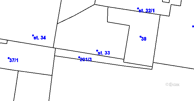 Parcela st. 33 v KÚ Křečhoř, Katastrální mapa