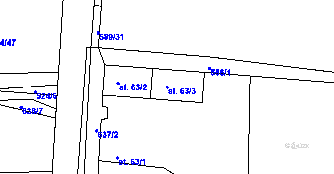 Parcela st. 63/3 v KÚ Křečhoř, Katastrální mapa