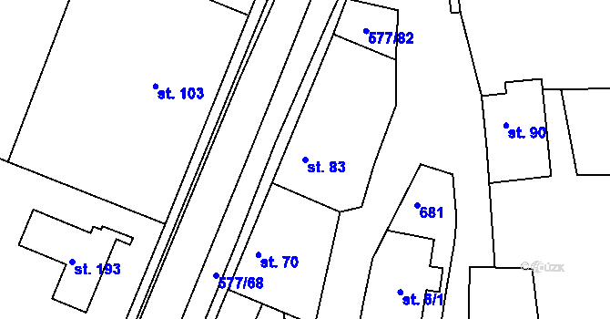 Parcela st. 83 v KÚ Křečhoř, Katastrální mapa
